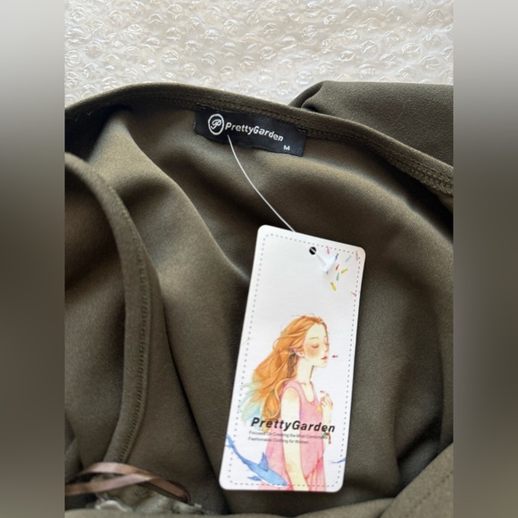 Pretty Garden Olive One-Shoulder Maxi Dress | Medium - Picture 7 of 9